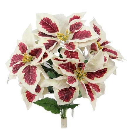 ADLMIRED BY NATURE Admired by Nature GPB6858-PEPPERMINT 5 Stems Artificial Poinsettia Christmas Bush; Peppermint GPB6858-PEPPERMINT